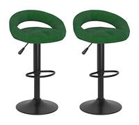 Owoxanthellate Lot de 2 tabourets de bar en velours - Hauteur réglable - 45 x 43 x 75-97 cm - Avec vérin à gaz rotatif et repose-pieds - Élégantes chaises de cuisine, pour comptoir, salon, bureau