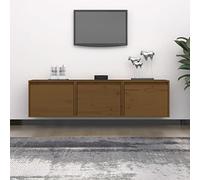 Owoxanthellate Lot de 3 armoires TV en pin massif marron miel - 45 x 30 x 35 cm - Rétro - Armoire murale robuste et durable - Pour salon, chambre à coucher, couloir