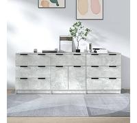 Owoxanthellate Lot de 3 buffets en bois gris béton, 60 x 30 x 70 cm, commode avec tiroirs, design moderne, espace de rangement pour salon, chambre à coucher, couloir