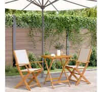 Owoxanthellate Lot de 3 meubles de bistro en bois d'acacia pliables 60 x 60 cm - Blanc crème - Résistant aux intempéries - Pour balcon ou meubles de jardin pour petites pièces