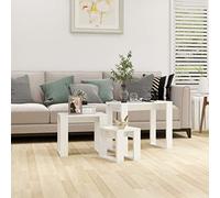 Owoxanthellate Lot de 3 tables gigognes en bois blanc brillant 61 x 28 x 47 cm Design moderne et peu encombrant Empilables pour salon, chambre à coucher et petites pièces