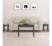Owoxanthellate Lot de 3 tables gigognes - En bois massif - Gris - Table d'appoint moderne - 80 x 40 x 55 cm - Peu encombrantes et empilables - Pour salon, chambre à coucher