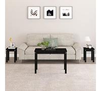 Owoxanthellate Lot de 3 tables gigognes en pin massif noir - Petites tables d'appoint empilables - Design moderne - Pour salon, chambre à coucher, couloir