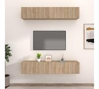 Owoxanthellate Lot de 4 armoires TV modernes - Chêne Sonoma - 80 x 30 x 30 cm - Matériau du bois - Montage mural - Pour salon, chambre à coucher, couloir