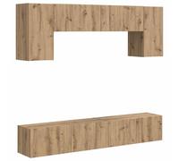 Owoxanthellate Lot de 4 armoires TV murales - Système mural moderne en bois - Armoire suspendue pour salon - 6 portes - Blanc - Combinable individuellement