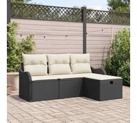 Owoxanthellate Lot de 4 canapés de jardin en polyrotin noir, 55 x 62 x 85 cm, modulable, résistant aux intempéries, avec espace de rangement, meubles de jardin confortables pour balcon, terrasse