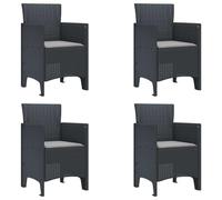 Owoxanthellate Lot de 4 chaises de jardin - Anthracite - 53 x 49 x 85 cm - En polypropylène résistant aux UV - Design moderne - Matériau robuste pour jardin, balcon, terrasse et camping