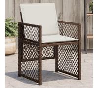 Owoxanthellate Lot de 4 chaises de jardin pliables en rotin synthétique - Marron - Avec coussin blanc crème - 50,5 x 54 x 79 cm - Résistant aux intempéries - Empilables - Pour terrasse, balcon et