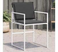 Owoxanthellate Lot de 4 chaises de jardin pliantes blanches 50,5 x 51 x 81,5 cm, textilène et acier revêtu par pulvérisation, coussins rembourrés anthracite, résistants aux intempéries et peu