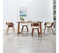 Owoxanthellate Lot de 4 chaises de salle à manger - En cuir synthétique - Blanc crème - Cadre en bois boisé - 53 x 52 x 70 cm - Design moderne et intemporel - Robuste et durable - Pour salle à manger