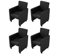 Owoxanthellate Lot de 4 chaises de salle à manger en cuir synthétique noir - 58,5 x 65 x 88 cm - Rembourrage épais - Design moderne - Robuste et ergonomique - Convient également comme chaise de