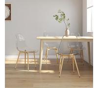 Owoxanthellate Lot de 4 chaises de salle à manger modernes en PET transparent avec pieds en métal, 46 x 52 x 84 cm, confort d'assise jusqu'à 110 kg, pour salle à manger, cuisine, bureau, salon