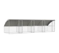 Owoxanthellate Lot de 4 chenils d'extérieur pour chien - Argenté - 8 x 2 x 2 m - En acier galvanisé - Design moderne - Enclos robuste avec couverture de toit pour jardin, camping, grands chiens