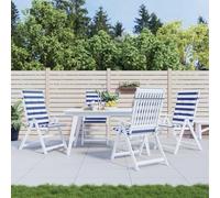 Owoxanthellate Lot de 4 coussins à dossier haut - 120 x 50 x 3 cm - En polyester - Rayures bleues et blanches - Avec 2 ensembles de cordons et bande élastique - Pour chaise de jardin, balcon, terrasse