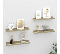 Owoxanthellate Lot de 4 étagères murales - 40 x 9 x 3 cm - Blanc chêne Sonoma - MDF - Charge maximale : 5 kg - Étagère flottante moderne - Sans perçage - Convient pour décoration murale, livres