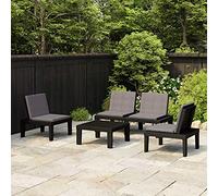Owoxanthellate Lot de 4 meubles de jardin - En plastique - Gris anthracite - 65 x 65 cm - Design moderne - Robuste et durable - Protection contre les intempéries - Pour balcon, terrasse et petites