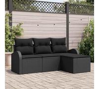 Owoxanthellate Lot de 4 meubles de jardin en rotin synthétique noir - Résistant aux intempéries - Charge maximale : 330 kg - Modulaire - Pour balcon, terrasse, jardin et jardin d'hiver