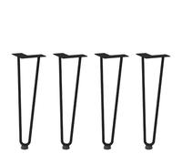 Owoxanthellate Lot de 4 pieds en épingles à cheveux - Noir - 42 cm de hauteur - Tube en acier de 12 mm - Pieds de nivellement réglables - Design moderne - Pour salon, salle à manger, bureau