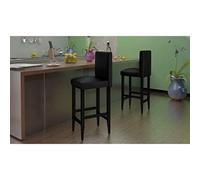 Owoxanthellate Lot de 4 tabourets de bar noirs - Hauteur d'assise : 75 cm - En bois et cuir synthétique - Design moderne - 41 x 45 x 108 cm - Robuste et durable - Pour cuisine, salle à manger, salon