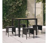 Owoxanthellate Lot de 4 tabourets de jardin en polyrotin noir 35 x 35 x 40 cm avec coussin - Résistant aux intempéries et charge jusqu'à 110 kg - Pour balcon, terrasse et jardin d'hiver