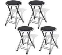 Owoxanthellate Lot de 4 tabourets pliants, 30 x 44,5 cm, assise en cuir synthétique, cadre en acier, pliable, jusqu'à 110 kg, design moderne, peu encombrant, pour cuisine, balcon et salon