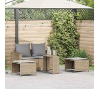 Owoxanthellate Lot de 5 canapés de jardin en polyrotin - Beige - 63 x 63,5 x 60,5 cm - Pliable - Modulaire - Mini canapé pour balcon, terrasse, jardin d'hiver