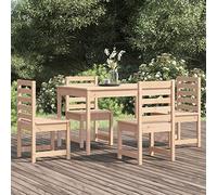 Owoxanthellate Lot de 5 meubles de jardin en pin massif 121 x 82,5 x 76 cm et 4 chaises de jardin design à lattes robuste et prêt à l'emploi pour balcon, terrasse, jardin
