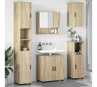 Owoxanthellate Lot de 5 meubles de salle de bain en chêne Sonoma et métal, 61 x 35 x 64 cm, design moderne avec armoire à miroir, lavabo, pour petites et grandes salles de bains