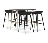 Owoxanthellate Lot de 5 tables de bar, noires, 120 x 60 x 105 cm, en MDF et métal, avec 4 tabourets de bar, design moderne et construction robuste, pour cuisine, salle à manger, balcon ou bistro