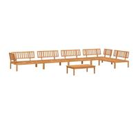 Owoxanthellate Lot de 6 canapés de jardin en palettes en bois d'acacia massif - Ensemble de salon modulaire avec table, 2 canapés d'angle et 3 canapés centraux pour jardin, terrasse et balcon
