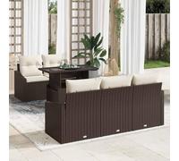 Owoxanthellate Lot de 6 canapés de jardin en polyrotin avec table réglable en hauteur - Design moderne et robuste - 100 x 55 x 73 cm - Marron crème - Pour balcon, terrasse et jardin d'hiver