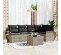 Owoxanthellate Lot de 6 canapés de jardin en polyrotin, gris, 242,5 x 132,5 x 85 cm, design moderne, avec table basse réglable en hauteur et espace de rangement, pour balcon, terrasse et petits