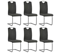 Owoxanthellate Lot de 6 chaises cantilever - En cuir synthétique - Gris - 43 x 55 x 100 cm - Design moderne - Cadre en acier - Force d'assise jusqu'à 110 kg - Pour cuisine, salle à manger, salon