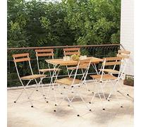 Owoxanthellate Lot de 6 chaises de bistrot pliantes en bois d'acacia et acier - 39 x 45 x 79 cm - Chaise de jardin moderne avec capacité de charge de 110 kg - Pour balcon, terrasse et camping