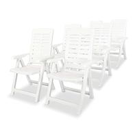 Owoxanthellate Lot de 6 chaises de jardin pliantes en plastique blanc résistant aux intempéries 60 x 61 x 108 cm Dossier réglable sur 4 positions Peu encombrantes Pliable pour balcon, terrasse