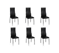 Owoxanthellate Lot de 6 chaises de salle à manger en cuir synthétique noir - 43 x 54 x 100 cm - Design moderne avec cadre chromé - Robuste et durable - Pour cuisine, salon, salle à manger, table à