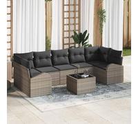 Owoxanthellate Lot de 7 canapés de jardin, 289 x 124 x 85 cm, en polyrotin, gris, avec construction modulaire, robuste et résistant aux intempéries, pour terrasse, jardin, balcon et petits coins