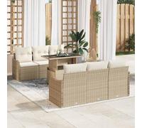 Owoxanthellate Lot de 7 canapés de jardin - Beige - 100 x 55 x 73 cm - En rotin synthétique - Modulaire - Design moderne - Robuste et durable - Pour jardin, terrasse, balcon