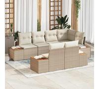 Owoxanthellate Lot de 7 canapés de jardin, en polyrotin, modulables, 264 x 154 x 85 cm, avec coussins d'assise amovibles, bois d'acacia, sac de rangement, pour terrasse, balcon et jardin d'hiver