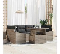 Owoxanthellate Lot de 7 canapés de jardin - Gris - 100 x 55 x 73 cm - En polyrotin - Avec espace de rangement - Modulaire - Avec coussins - Design moderne - Robuste - Pour balcon, terrasse, jardin