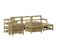 Owoxanthellate Lot de 7 meubles de jardin en pin imprégné - 370 x 72 cm - Lattes design - Salon d'extérieur pour terrasse, balcon et petits jardins