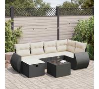 Owoxanthellate Lot de 7 meubles de jardin en rotin noir 326 x 326 cm - Banc d'angle modulaire - Résistant aux intempéries - Avec espace de rangement pour balcon, terrasse et jardin d'hiver
