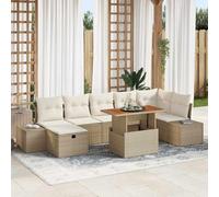 Owoxanthellate Lot de 8 canapés de jardin en polyrotin - Beige - Charge maximale : 845 kg - Design moderne - Mobilier de terrasse modulaire - Résistant aux intempéries - Pieds réglables en hauteur