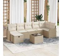 Owoxanthellate Lot de 8 canapés de jardin en rotin synthétique beige avec espace de rangement - Mobilier d'extérieur modulaire - Résistant aux intempéries - Pour balcon, terrasse, salon de jardin
