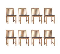 Owoxanthellate Lot de 8 chaises de jardin en bois massif - 50 x 53 x 90 cm - En teck résistant aux intempéries - Avec coussin anthracite - Pliable et empilable - Pour jardin, balcon, terrasse