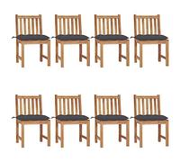Owoxanthellate Lot de 8 chaises de jardin en teck - Anthracite - 50 x 53 x 90 cm - Résistant aux intempéries - Pliable - Avec coussin d'assise de 7 cm - Peu encombrante - Pour balcon, terrasse