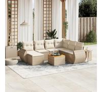 Owoxanthellate Lot de 8 meubles de jardin en rotin beige - Canapé d'angle - Canapé central avec espace de rangement - 62 x 62 x 69 cm - Robuste - Résistant aux intempéries - Pour terrasse, jardin et