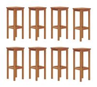 Owoxanthellate Lot de 8 tabourets de bar rustiques en bois d'acacia massif avec repose-pieds pour cuisine et bar, chaise de bar stable en bois huilé, 30,5 x 30,5 x 74 cm