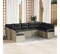 Owoxanthellate Lot de 9 canapés de jardin, en polyrotin, gris clair, 62 x 62 x 85 cm, design moderne, durable et résistant aux intempéries, pour terrasse, balcon, meubles de jardin, salon