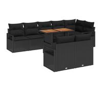 Owoxanthellate Lot de 9 meubles de jardin en polyrotin - Noir - 100 x 55 x 73 cm - Modulaire avec beaucoup d'espace de rangement - Meubles de terrasse modernes pour jardin, balcon et patio